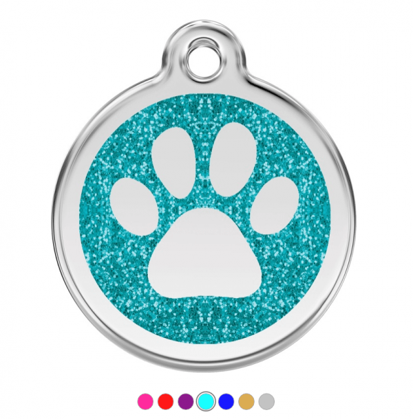 Pawprint Glitter  Pet Tag Medium
